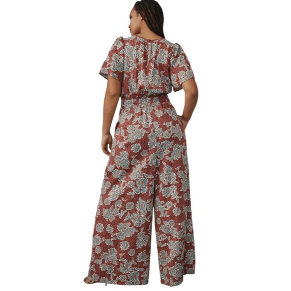 Anthropologie  Womens SMALL Somerset Floral Jumpsuit Dusky Pink Pockets Boho$178 - Picture 2 of 16